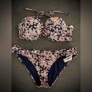 Old Navy Navy Blue Floral Bikini Set
